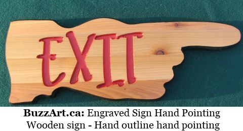 Wooden sign - Hand outline hand pointing